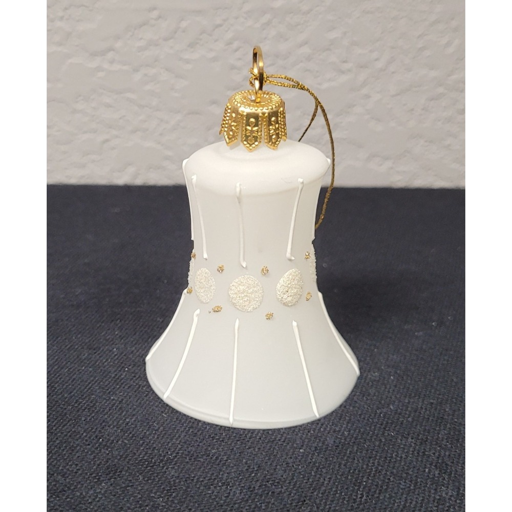 Kathe Wohlfahrt Mini Plastic Bell Christmas Ornament White Glitter